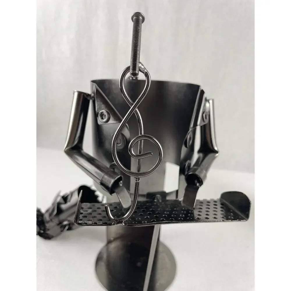Berkeley Designs Metal Wine Caddy Piano Player Musician Bottle Holder